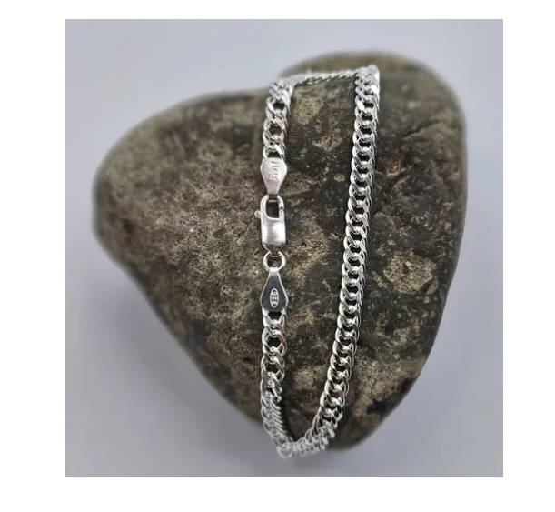 Pulsera Doble Grumet Hombre Plata Italiana 925 - 20 cm-3