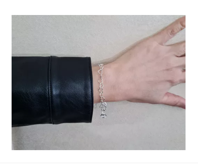 Pulsera Mujer Corazones Plata Italiana 925-1