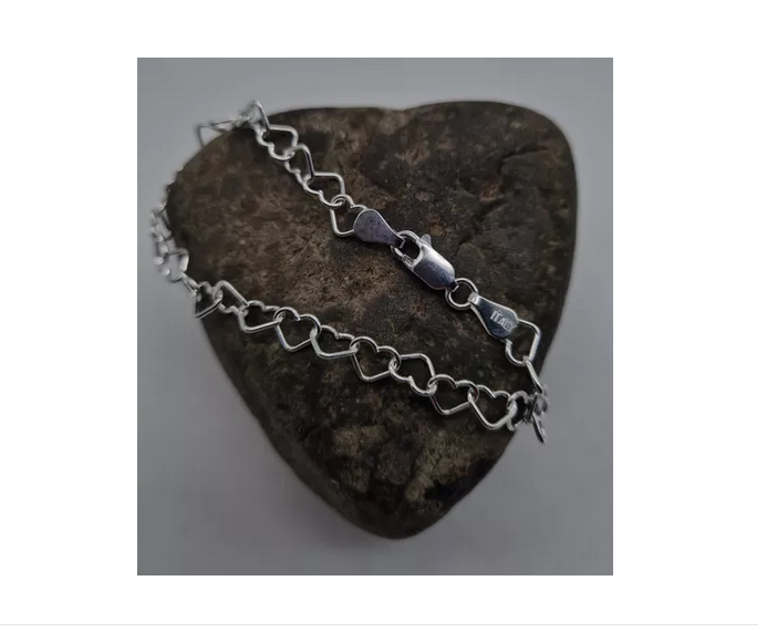 Pulsera Mujer Corazones Plata Italiana 925-6