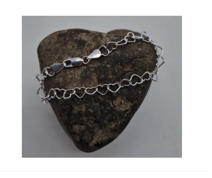 Pulsera Mujer Corazones Plata Italiana 925-4