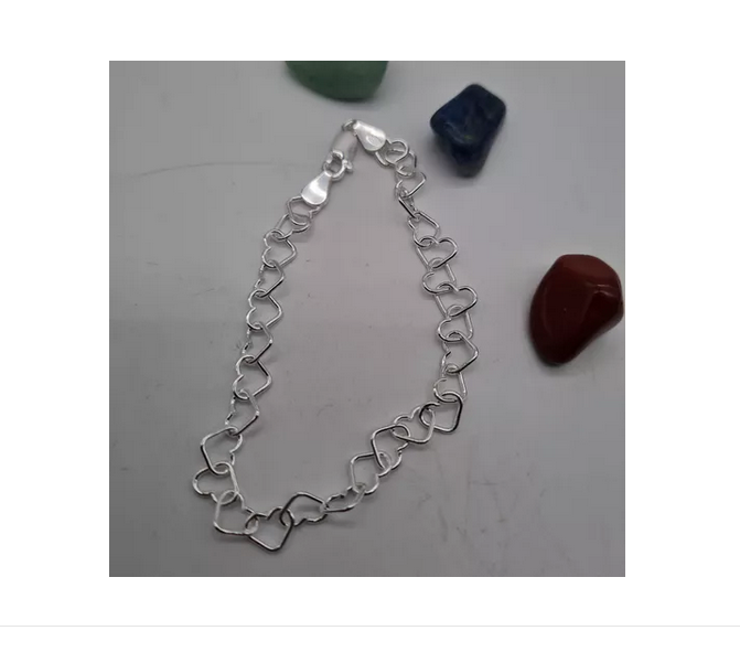 Pulsera Mujer Corazones Plata Italiana 925-5