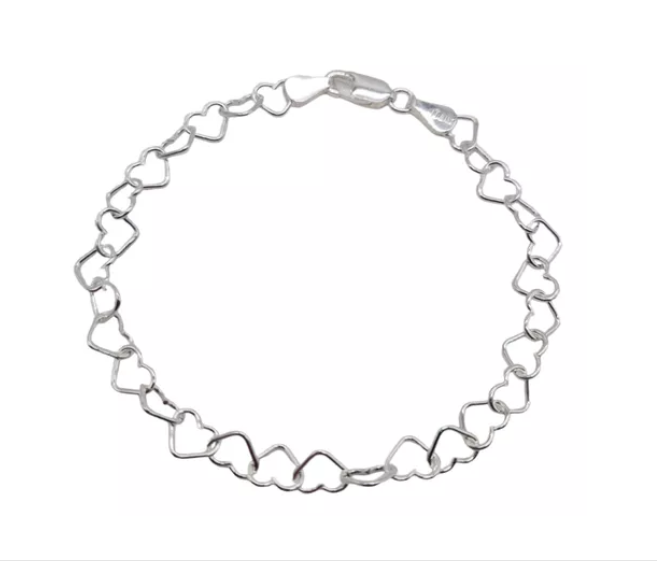 Pulsera Mujer Corazones Plata Italiana 925-0