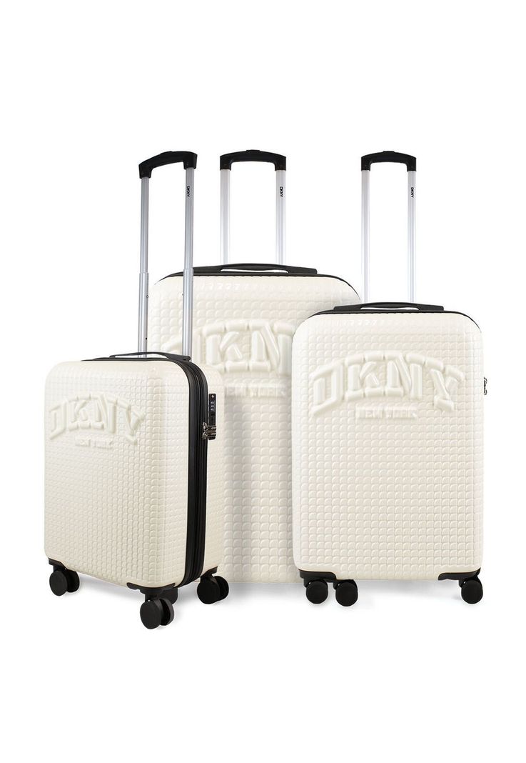 Set 3 Maletas Donna Karan Hot Town Cabina Mediana Grande blancas