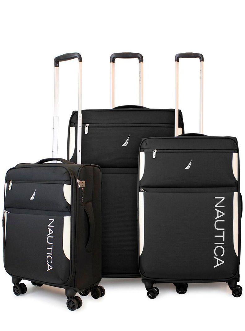 Set de 3 maletas blandas de tela S+M+L Nautica Marbella negra Negro