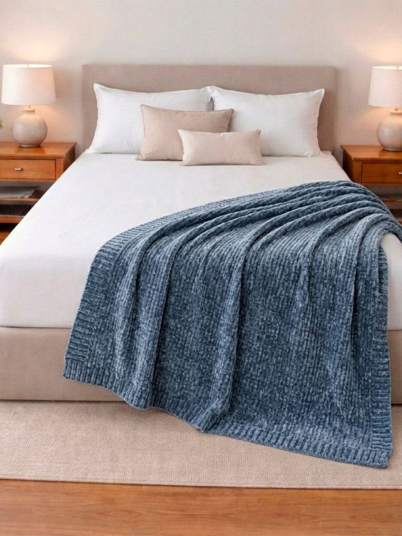 Manta de Cama Nautica Home Shiny suavidad de lujo 127x152cm azul
