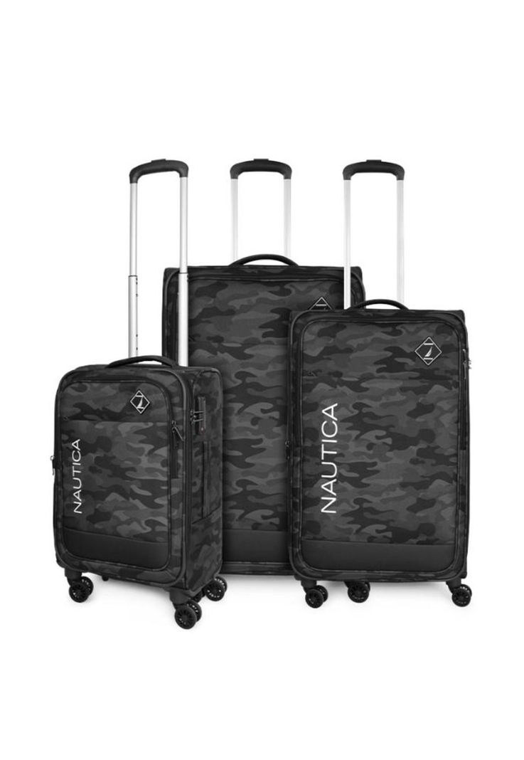 Set 3 maletas blandas de tela Barham S+M+L negra Nautica
