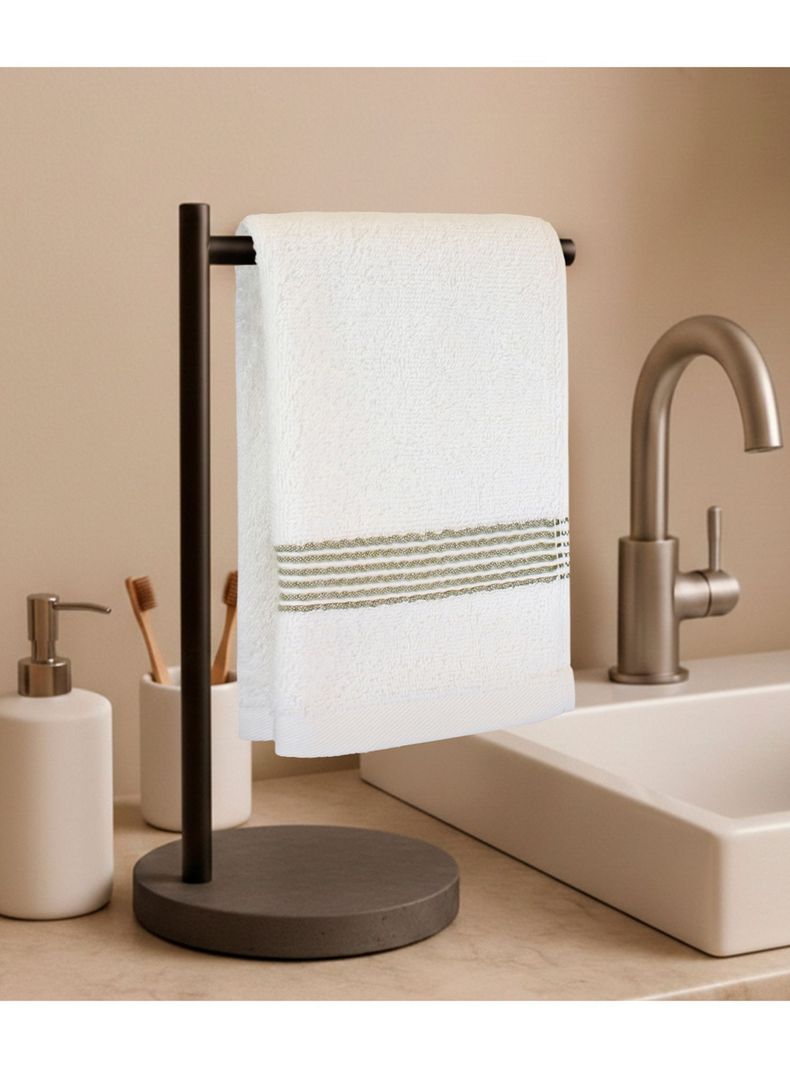Toalla de cara MAV Nautica 100% algodon suave 30x50cm blanca-verde Blanco