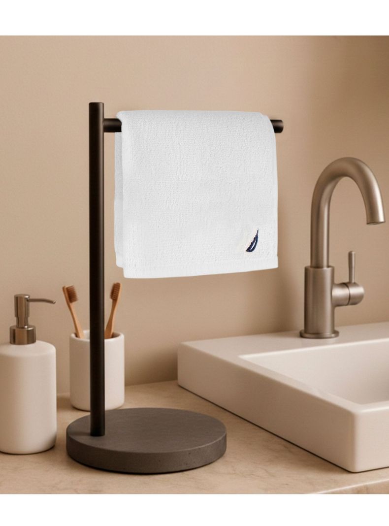 Toalla de cara Nautica 100% algodon premium 30x30cm blanca-azul Blanco S
