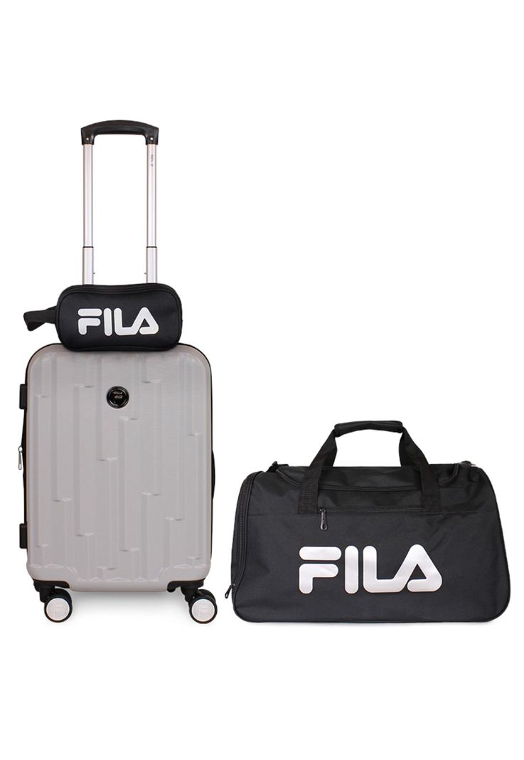 Pack Maleta cabina Flip gris 10kg + Neceser + Bolso Fila-0