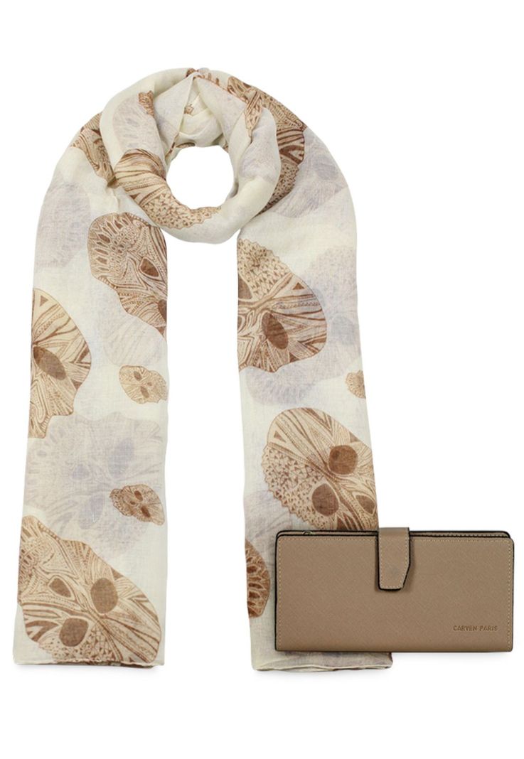 Pack Billetera Vesta taupe + Pañuelo Omani beige Carven-0
