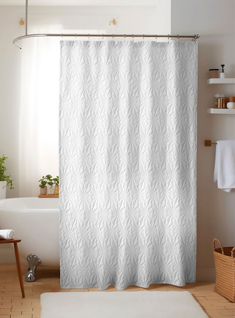 Cortina de bano Nautica Home 180x180cm diseno 3D copos Blanco