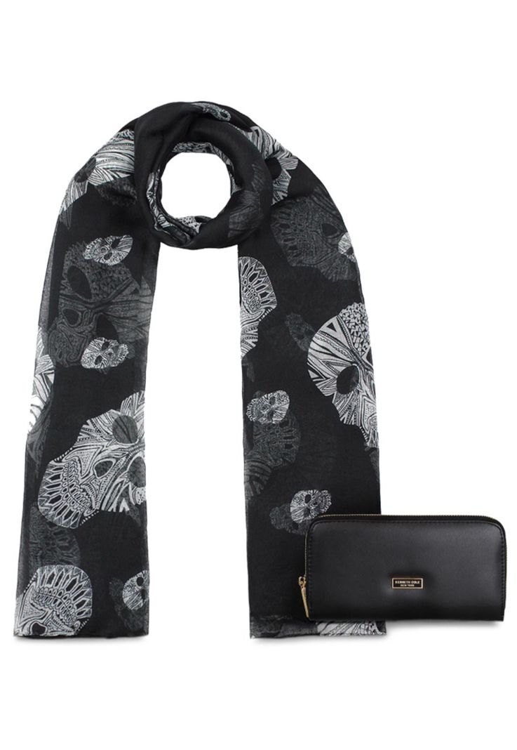 Pack Billetera Goldy negra + Pañuelo Omani negro Kenneth Cole-0