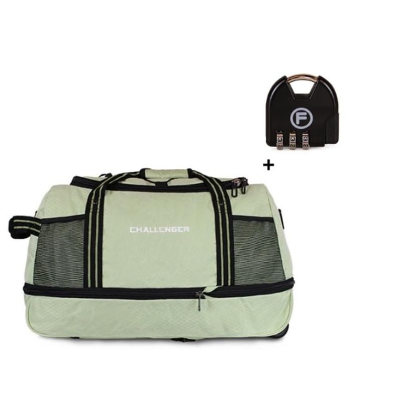 Bolso tipo mochila con ruedas Challenger Verde + Candado-0