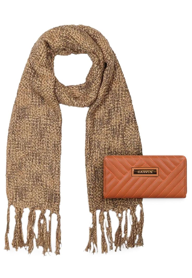 Pack Carven Billetera Ava brown + Pañuelo-0