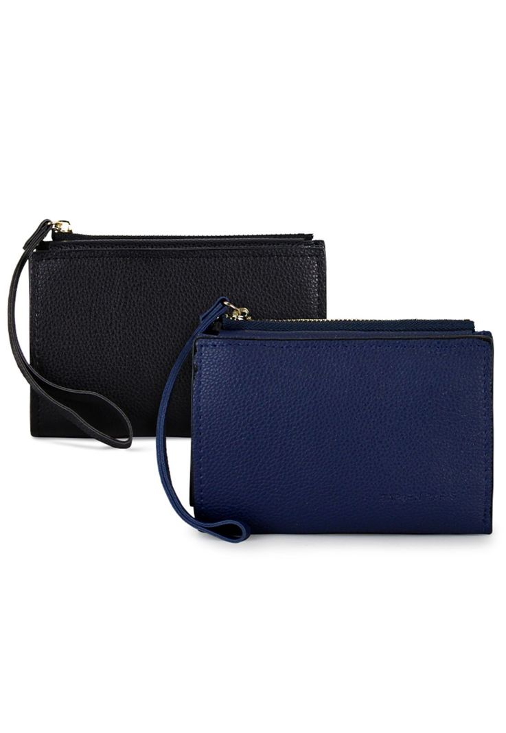 2 Billeteras de mujer Adara negra y azul Carven Negro