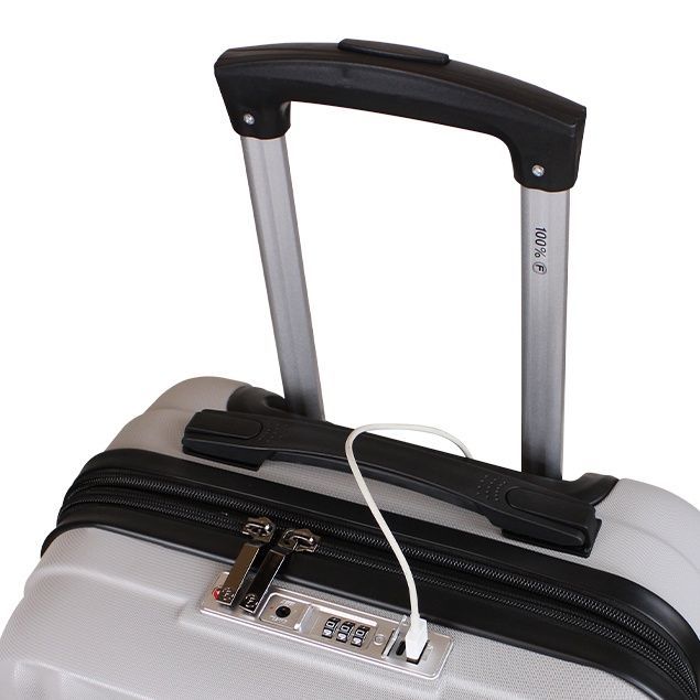 Maleta cabina S (10 Kg) Flip Gris con USB -3