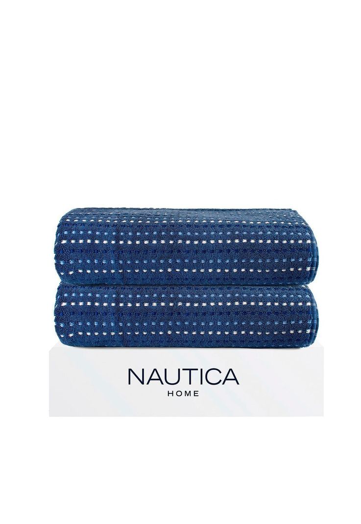 Pack 2 Toallas de Bano Stripe Nautica Home 100% algodon76x137cm azul Azul Marino