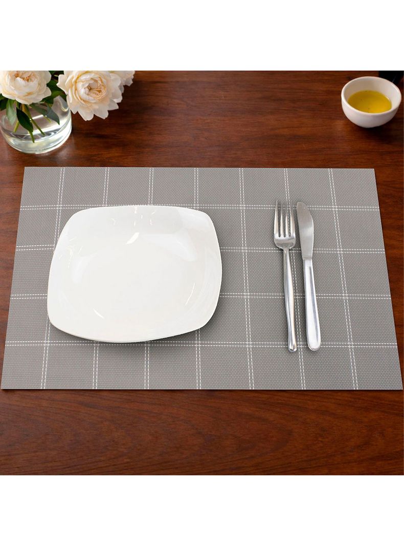 Pack 6 Individuales de mesa Nautica Home 45x30cm gris a cuadros S
