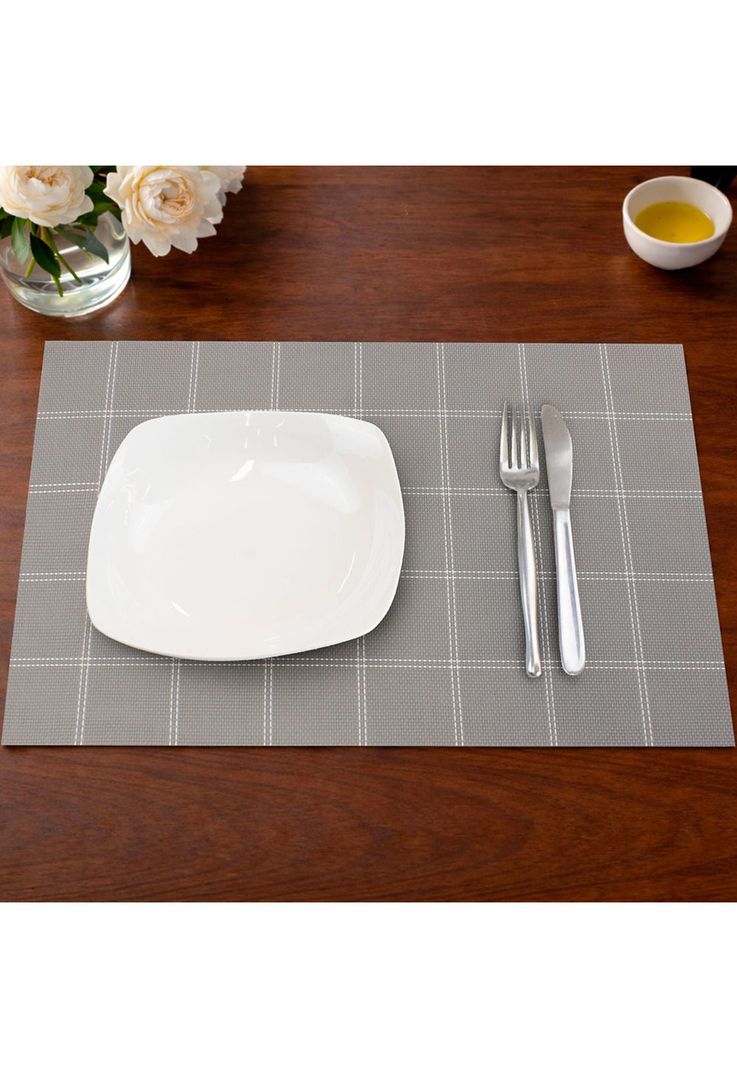 Individual de mesa Nautica Home 45x30cm gris a cuadros