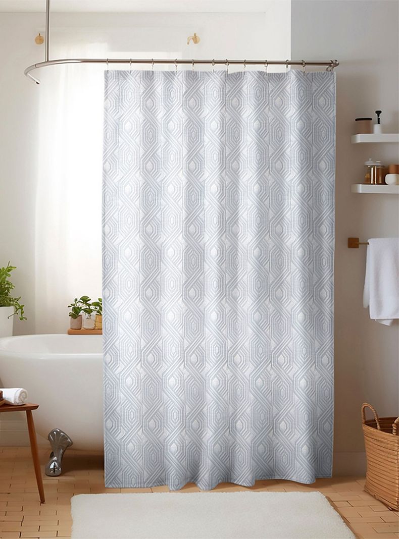 Cortina de bano Nautica Home 180x180cm diseno 3D hexagonos Gris