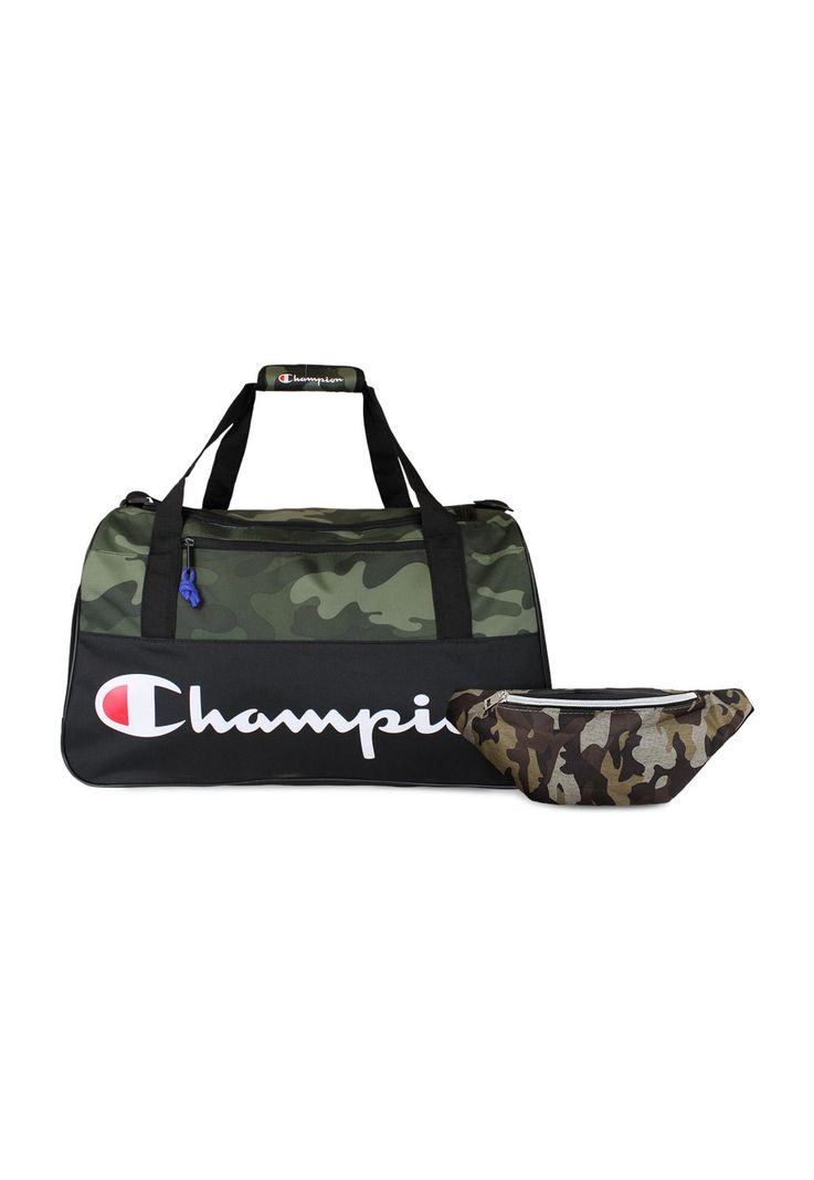 Pack Champion bolso Atlanta 45Lts verde + Banano Military Negro