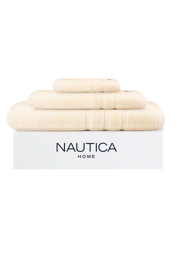 Set 3 Toallas Nautica SIGNATURE Cara+mano+cuerpo 100% algodon alta calidad beige