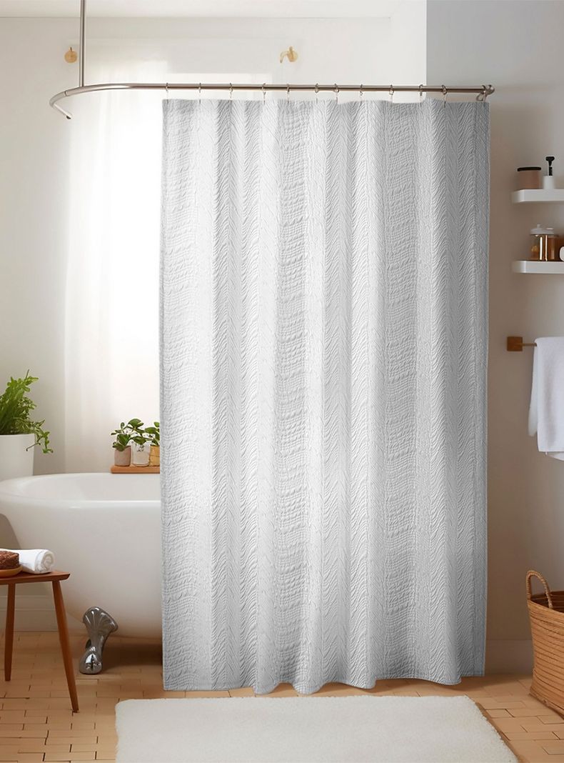 Cortina de bano Nautica Home 180x180cm diseno 3D olas Blanco
