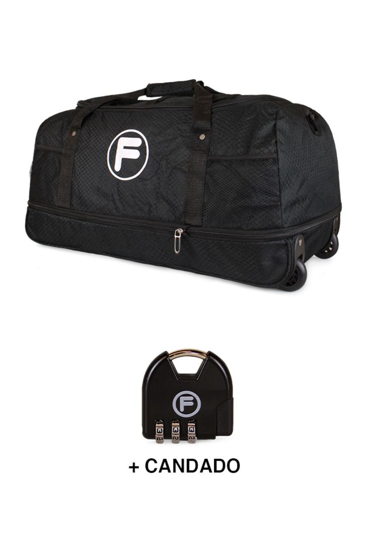 Bolso L Kong negro enrollable con ruedas 80 ltrs + Candado F la Maleta de Chile-0