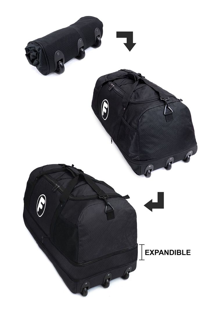 Bolso L Kong negro enrollable con ruedas 80 ltrs + Candado F la Maleta de Chile-9