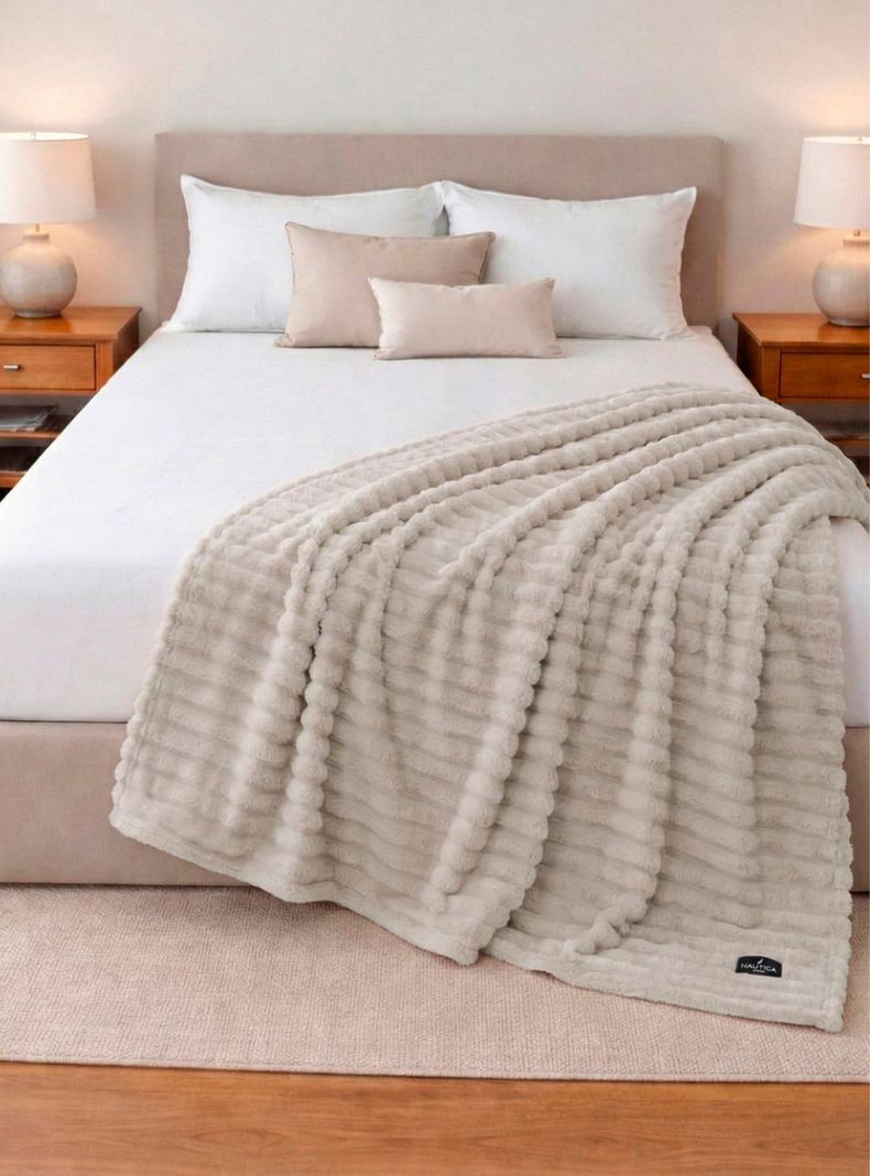 Manta de cama Nautica Home Jacquard Franela ultrasuave 127x152cm Gris