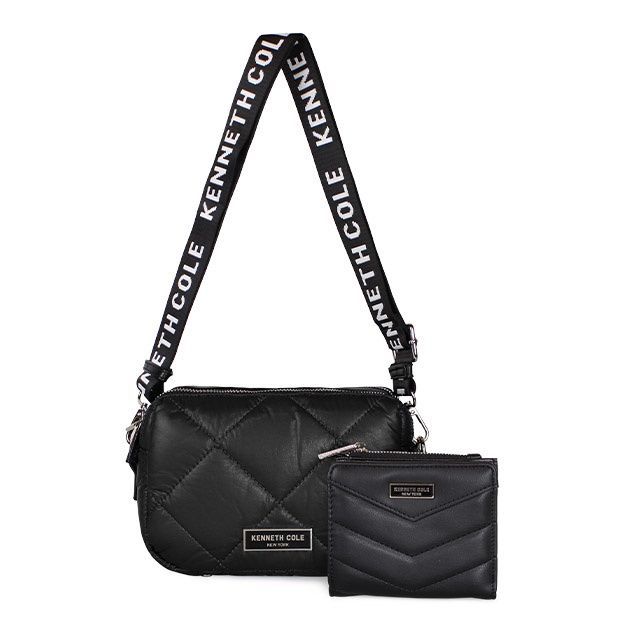 Pack Cartera acolchada Peyton Negro + Billetera Abella Negro -0