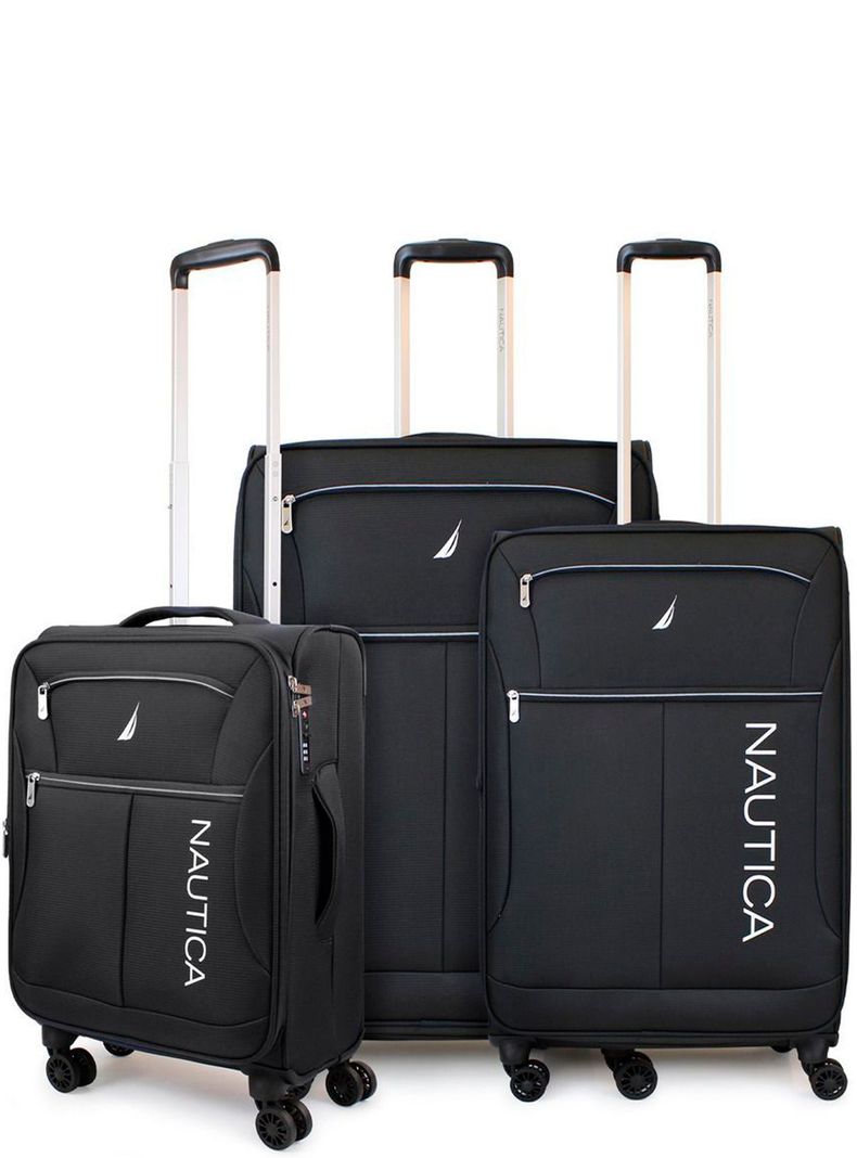 Set de 3 maletas blandas de tela S+M+L Nautica Valencia negra Negro