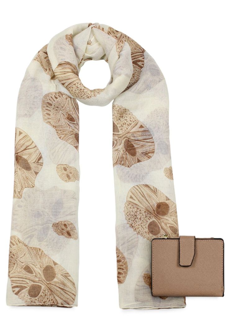 Pack Billetera Briana taupe + Pañuelo Omani beige Carven-0