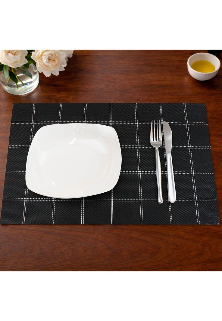 Pack 2 Individuales de mesa Nautica Home 45x30cm negro a cuadros