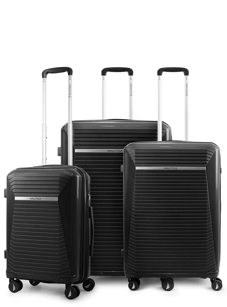 Set 3 Maletas Nautica Niza S+M+L Cabina 10k Mediana 20k y Grande 23k negra Negro