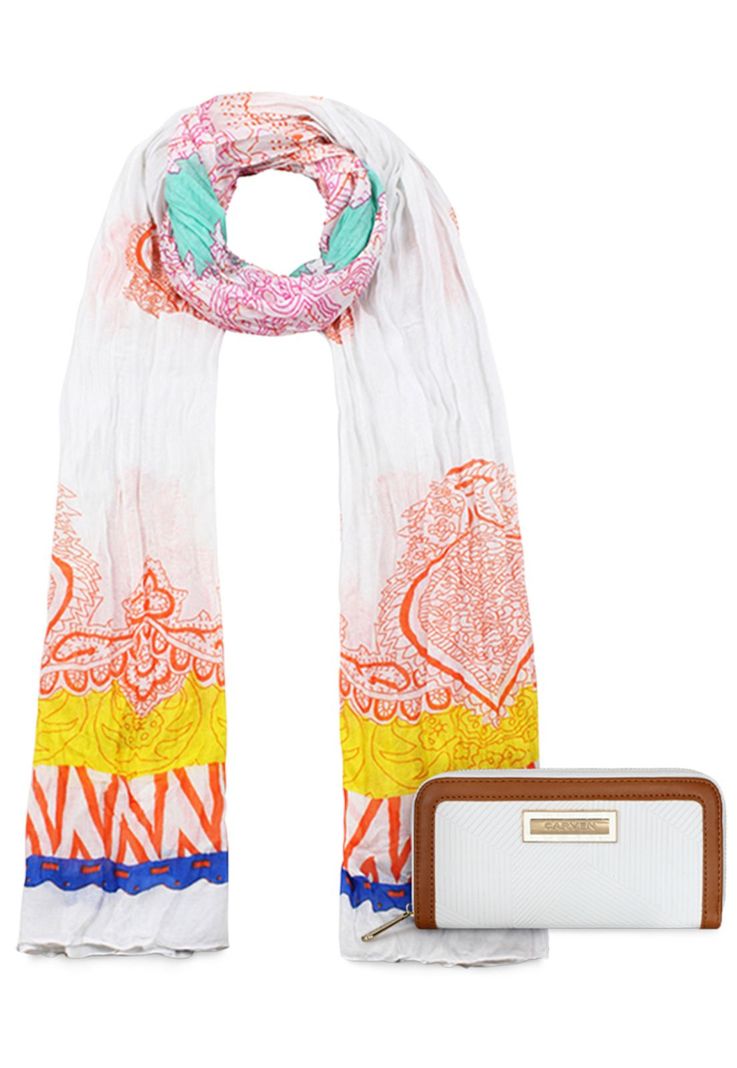 Pack Billetera Greta + Pañuelo Alcala blanco Carven-0