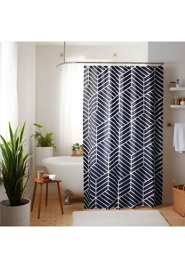 Cortina para bano Nautica Home poliester 180x180cm diseno azul