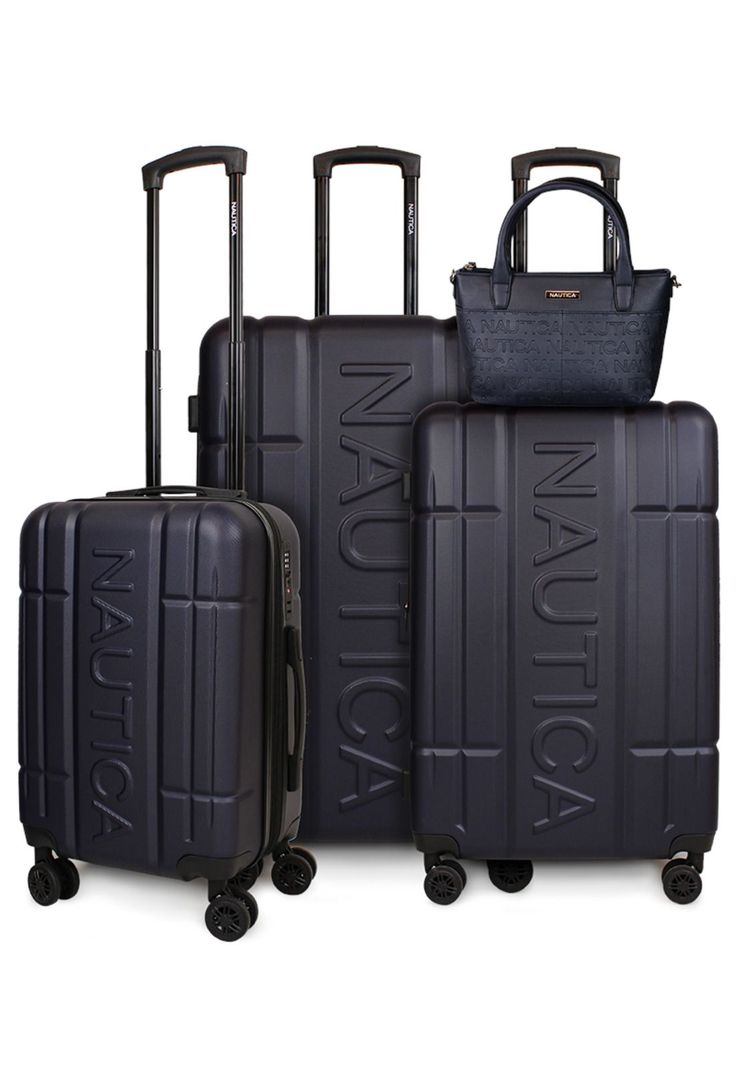 Set 3 Maletas Amsterdam S+M+L + Bolso Delray azul Nautica-0