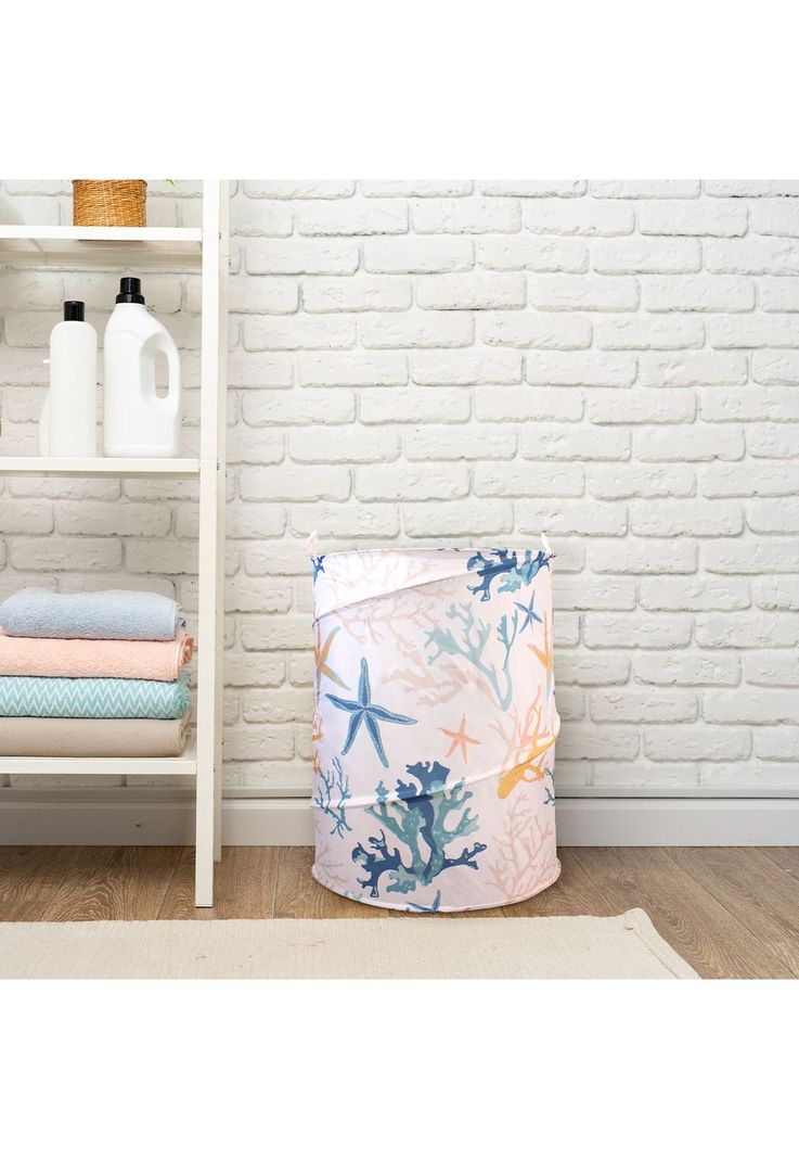 Cesto para ropa plegable Nautica Home 42x55cm corales de mar Blanco