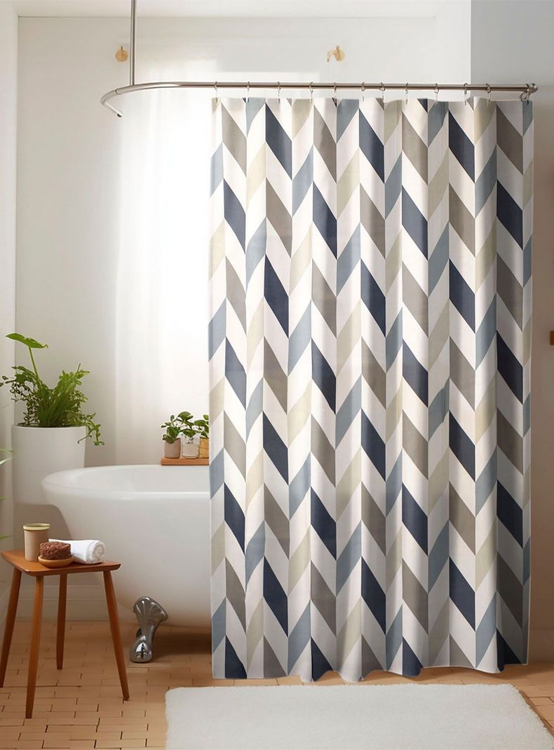 Cortina para bano Nautica Home poliester 180x180cm diseno multicolor Gris