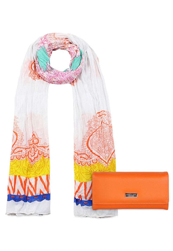 Pack Billetera Flap-Bessie orange + Pañuelo Alcala Kenneth Cole-0