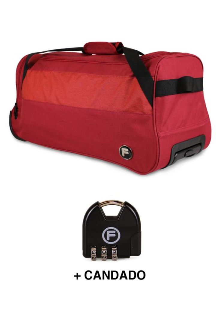 Bolso de viaje con ruedas Kross M 89 lts rojo + Candado F-1