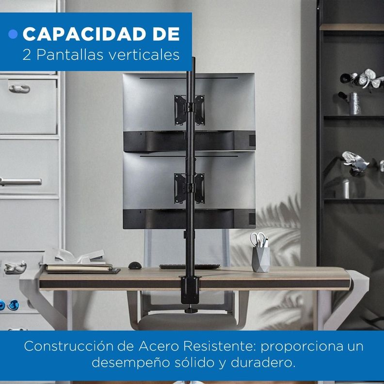 Brazo Soporte Doble 2 Monitores Vertical Linkon Escritorio-2