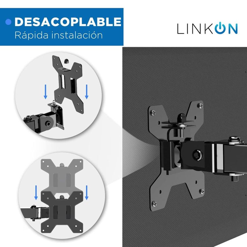 Brazo Soporte Doble 2 Monitores Vertical Linkon Escritorio-4