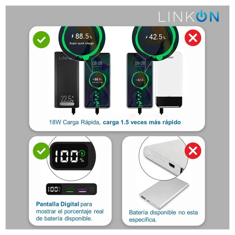 Bateria Externa Cargador Rapido Power Bank Linkon 20.000 Mah-3