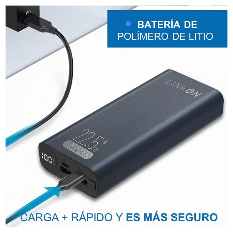 Bateria Externa Cargador Rapido Power Bank Linkon 20.000 Mah-6