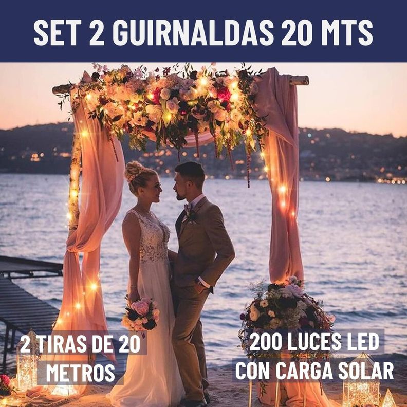 Guirnalda Solar Alambre Hada Maxwell Led Navidad Set 2 x20m-1