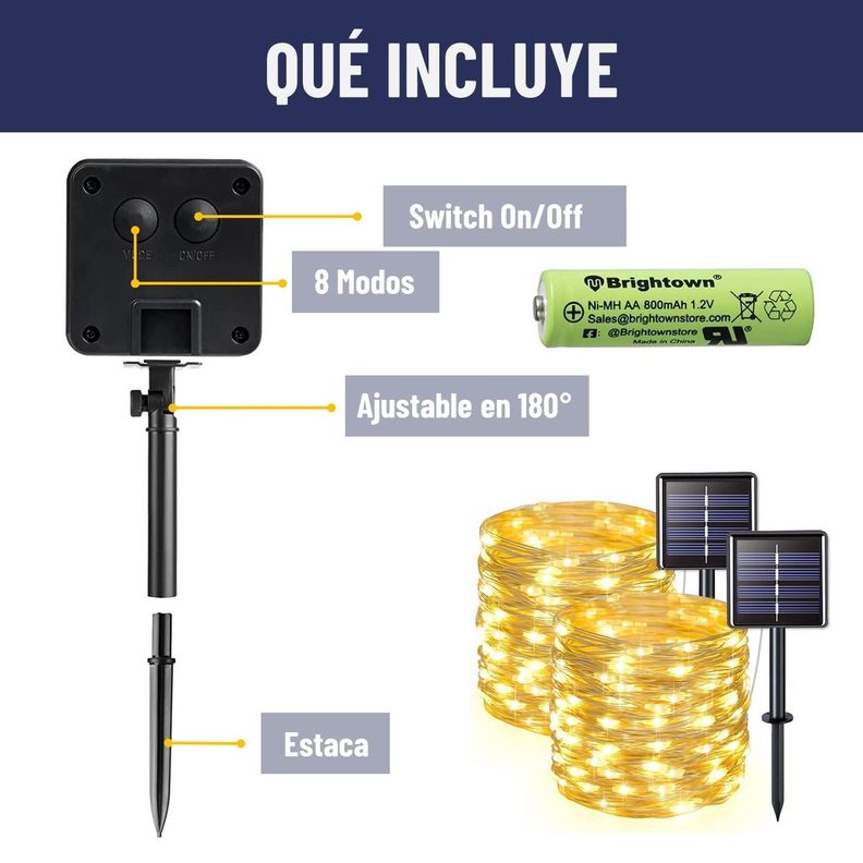 Guirnalda Solar Alambre Hada Maxwell Led Navidad Set 2 x20m-7