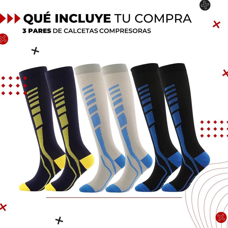 Medias Calcetines de Compresion Deportivas 3 Pares Fitnics-7