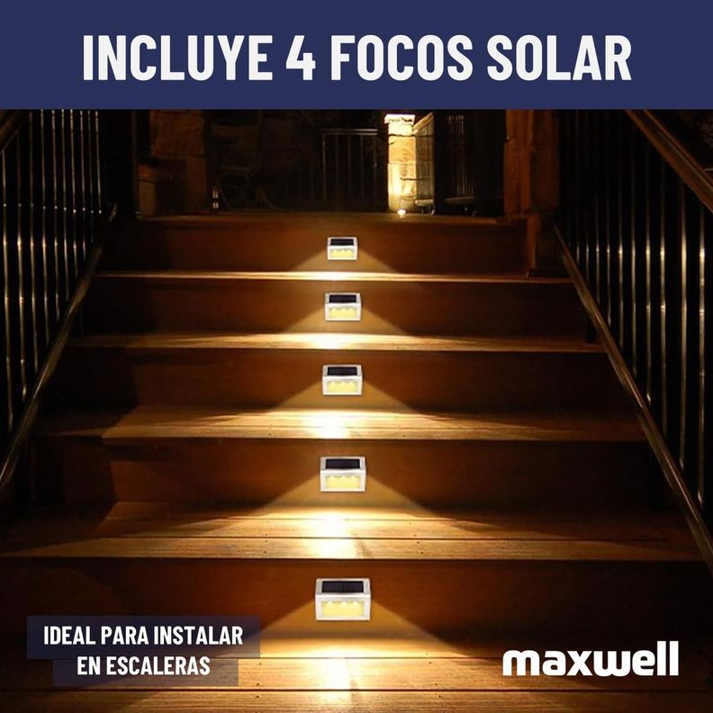 Foco Reflector Solar Maxwell Led Exterior Pared Set de 4-5